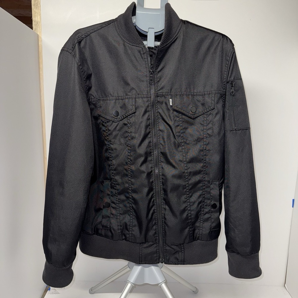 Levi Strauss & Co. Black Bomber Jacket Full Zip Sleeve Pocket Size Large